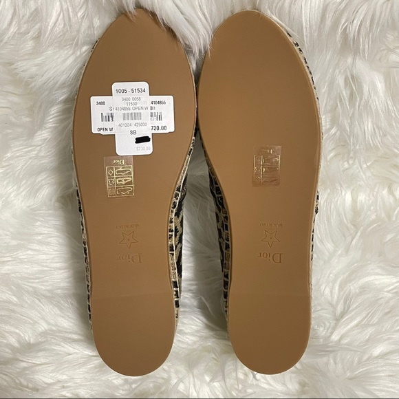 CHRISTIAN DIOR LOGO EMBROIDERED LEOPARD PRINT GRANVILLE ESPADRILLE 38 - Picture 5 of 10